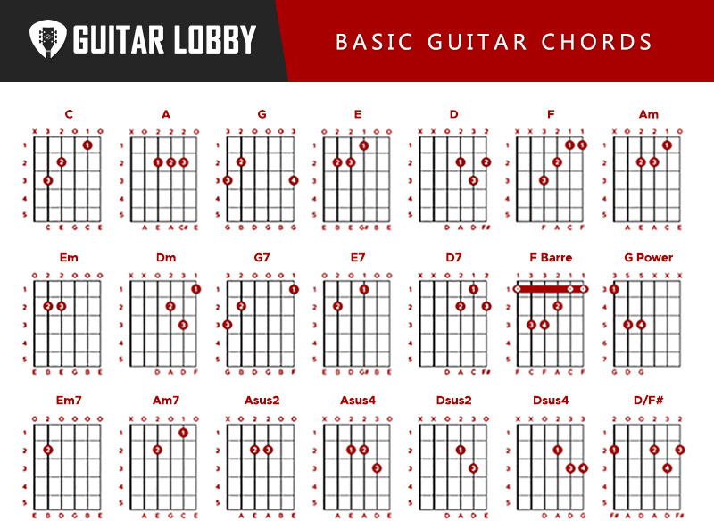 27 Basic Guitar Chords for Beginners (2023 with Charts) - Guitar Lobby